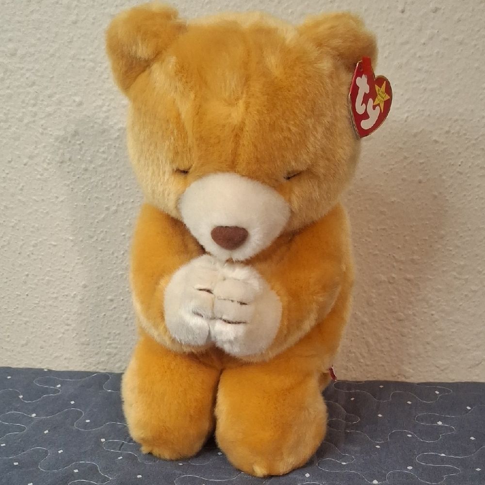 Ty Golden Brown Praying Bear Plush